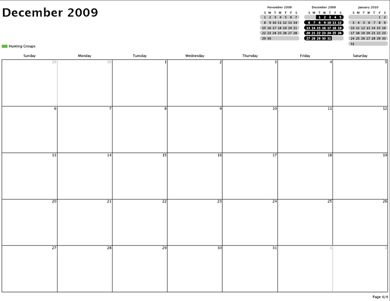 December Hunting Calendar