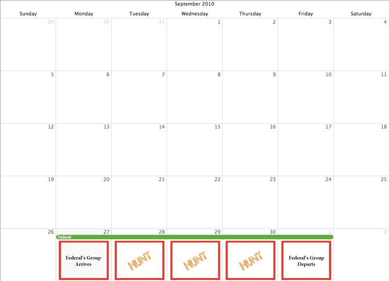 September 2010 Hunting Calendar