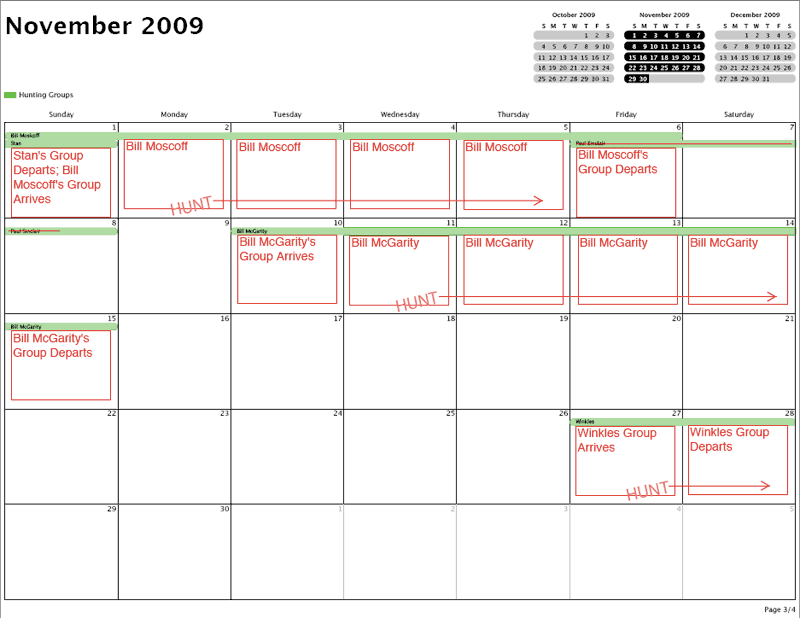 November Hunting Calendar