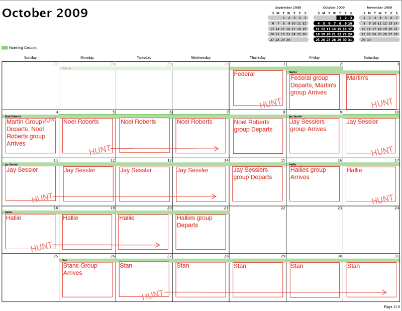 October Hunting Calendar