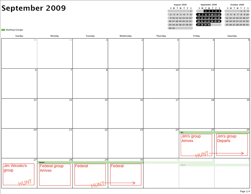 September Hunting Calendar
